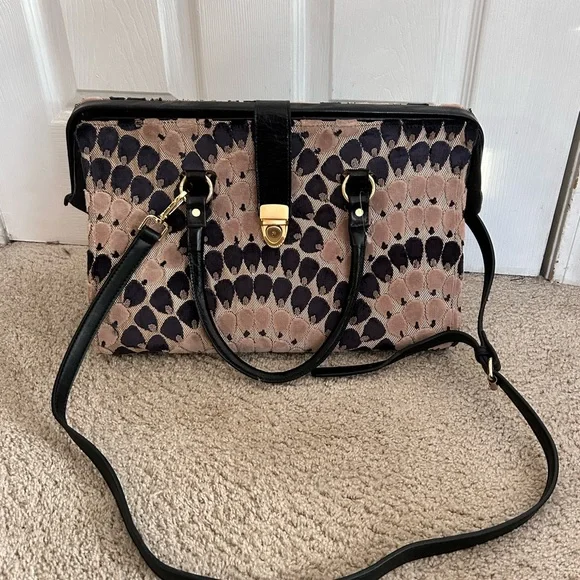Glenda Gies chenille tapestry satchel purse